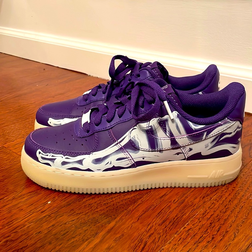 Nike Air Force one purple skeleton sneakers